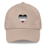 Asexual Flag Embroidered Heart Hat: Celebratory LGBTQ+ Pride Design