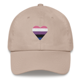 Genderfluid Flag Embroidered Heart Hat: Celebratory LGBTQ+ Pride Design