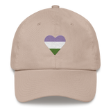 Genderqueer Flag Embroidered Heart Hat: Celebratory LGBTQ+ Pride Design