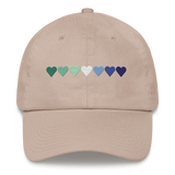 Embroidered Gay Pride Hat: Pride Flag Horizontal Heart Design