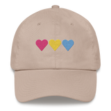 Embroidered Pansexual Hat: Pride Flag Horizontal Heart Design