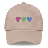 Embroidered Polysexual Hat: Pride Flag Horizontal Heart Design