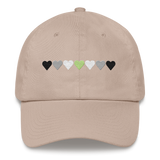 Embroidered Agender Hat: Pride Flag Horizontal Heart Design