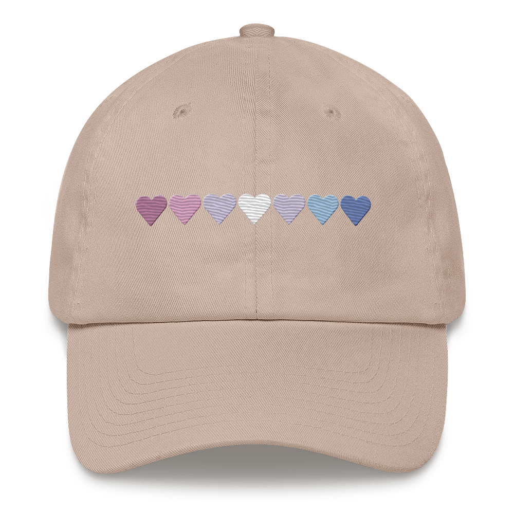 Embroidered Bigender Hat: Pride Flag Horizontal Heart Design