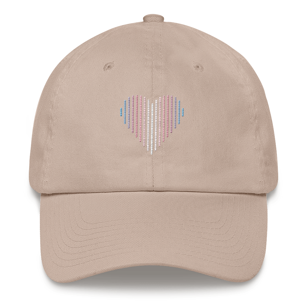 Transgender Heart Lines Hat: Embroidered Pride Gradient Cap