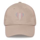 Transgender Heart Lines Hat: Embroidered Pride Gradient Cap