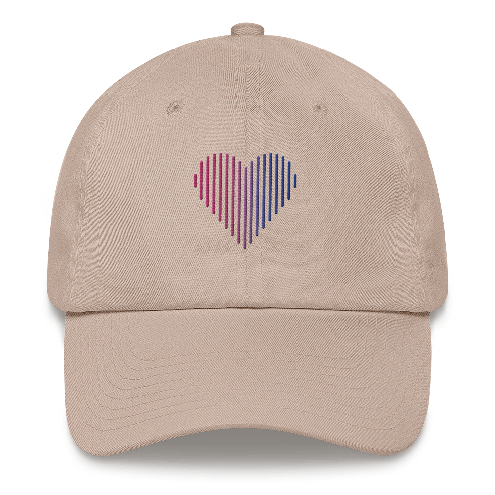 Bisexual Heart Lines Hat: Embroidered Pride Gradient Cap