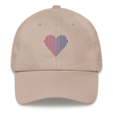 Bisexual Heart Lines Hat: Embroidered Pride Gradient Cap