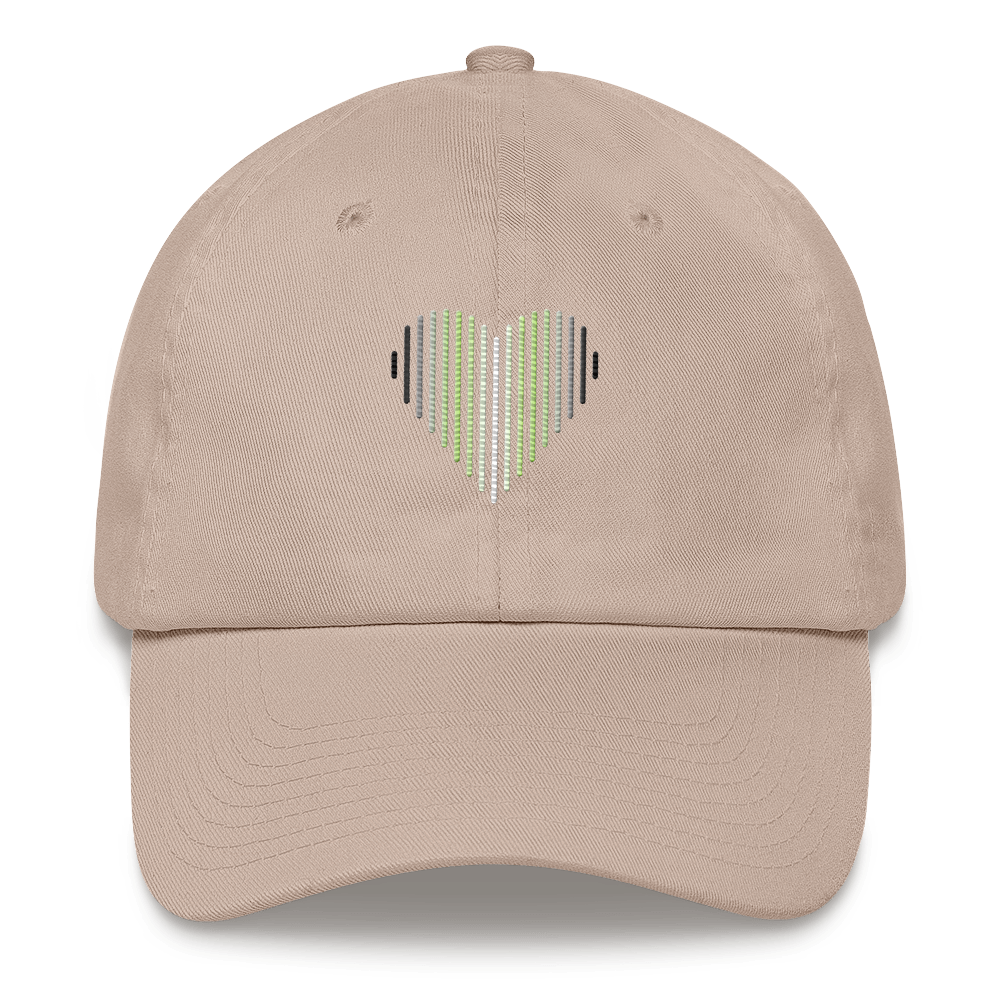 Agender Heart Lines Hat: Embroidered Pride Gradient Cap