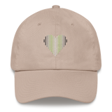 Agender Heart Lines Hat: Embroidered Pride Gradient Cap