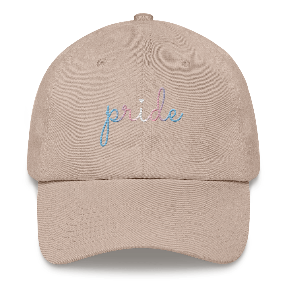 Transgender Pride Hat: Cursive 'Pride' in Gradient Colors