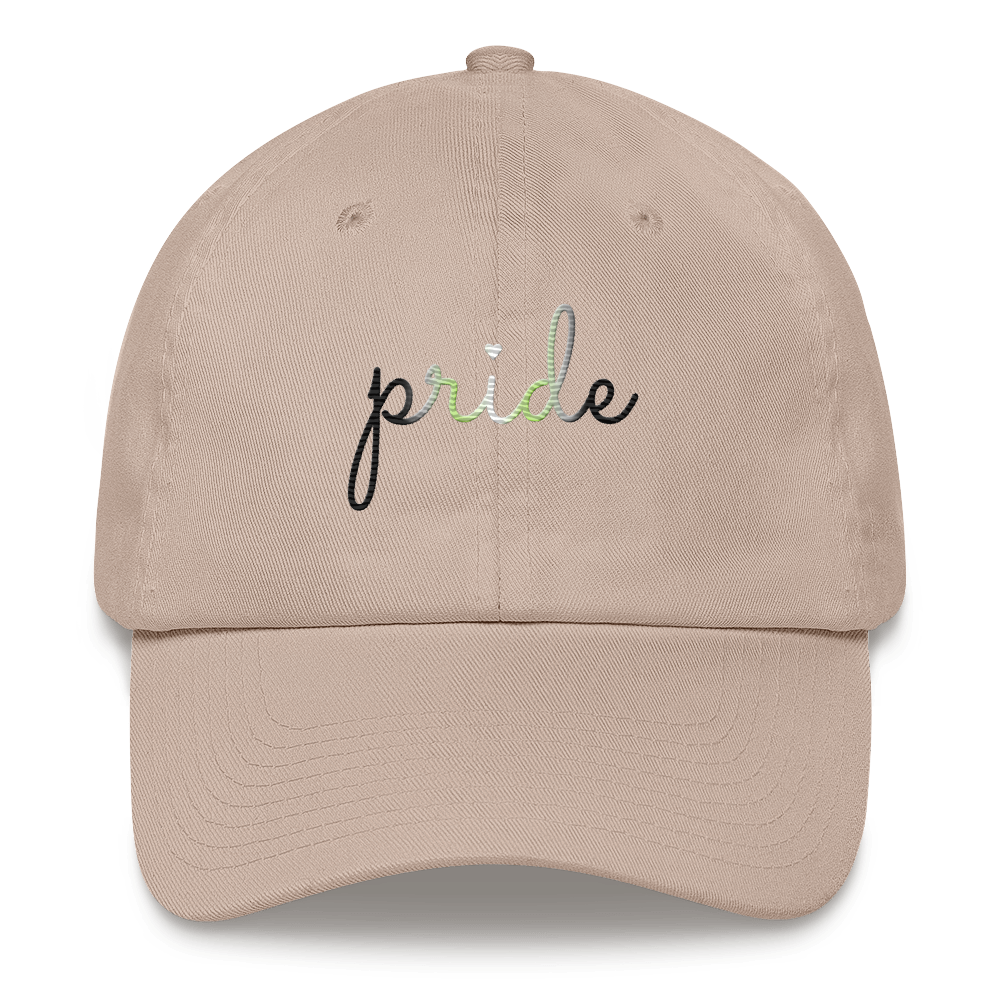 Agender Pride Hat: Cursive 'Pride' in Gradient Colors