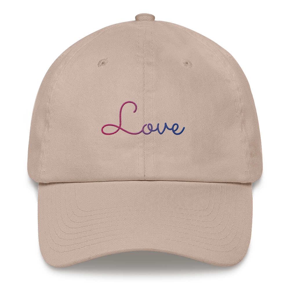 Bisexual Love Script Hat: Elegantly Embroidered Pride Cap