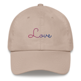 Bisexual Love Script Hat: Elegantly Embroidered Pride Cap