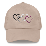 Asexual Pride Hat: Interlaced Heart Outlines Embroidered Cap