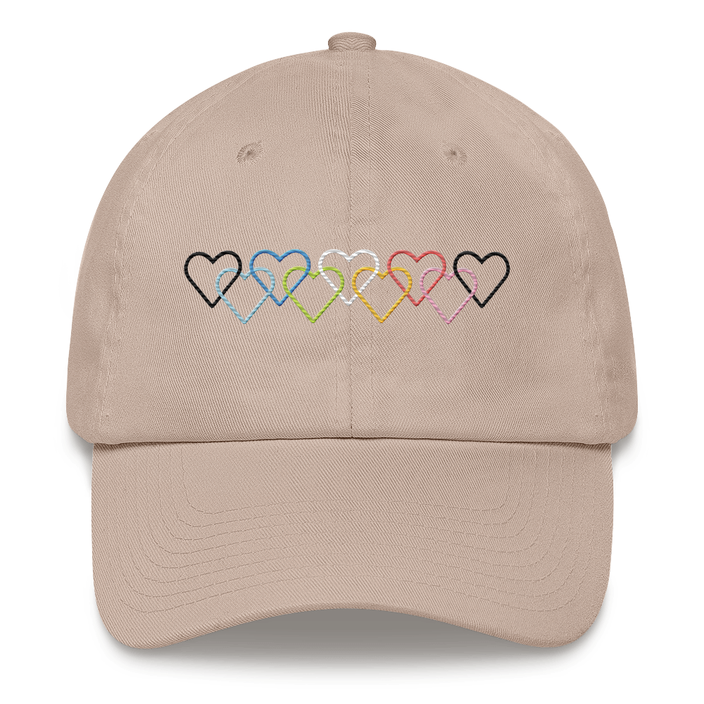 Queer Pride Hat: Interlaced Heart Outlines Embroidered Cap