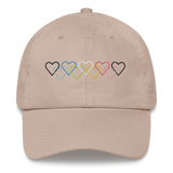 Queer Pride Hat: Interlaced Heart Outlines Embroidered Cap