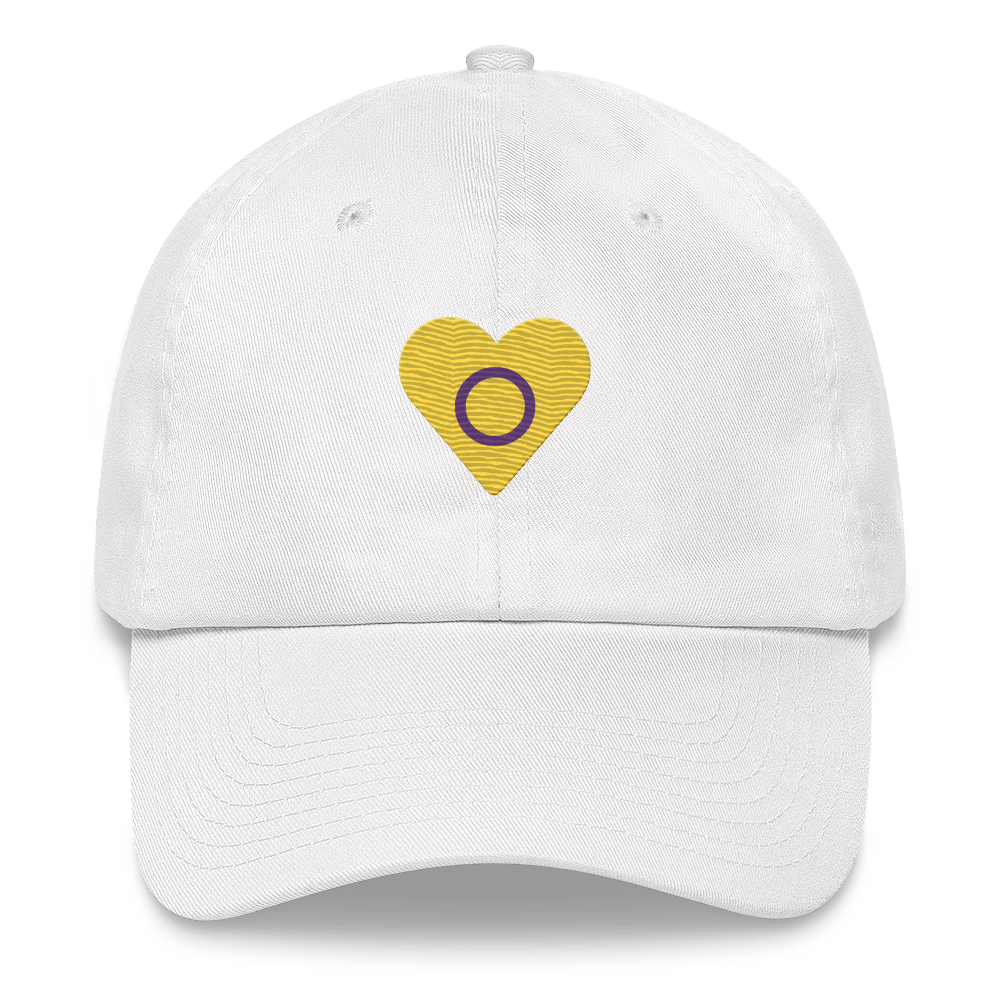 Intersex Flag Embroidered Heart Hat: Celebratory LGBTQ+ Pride Design