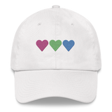 Embroidered Polysexual Hat: Pride Flag Horizontal Heart Design