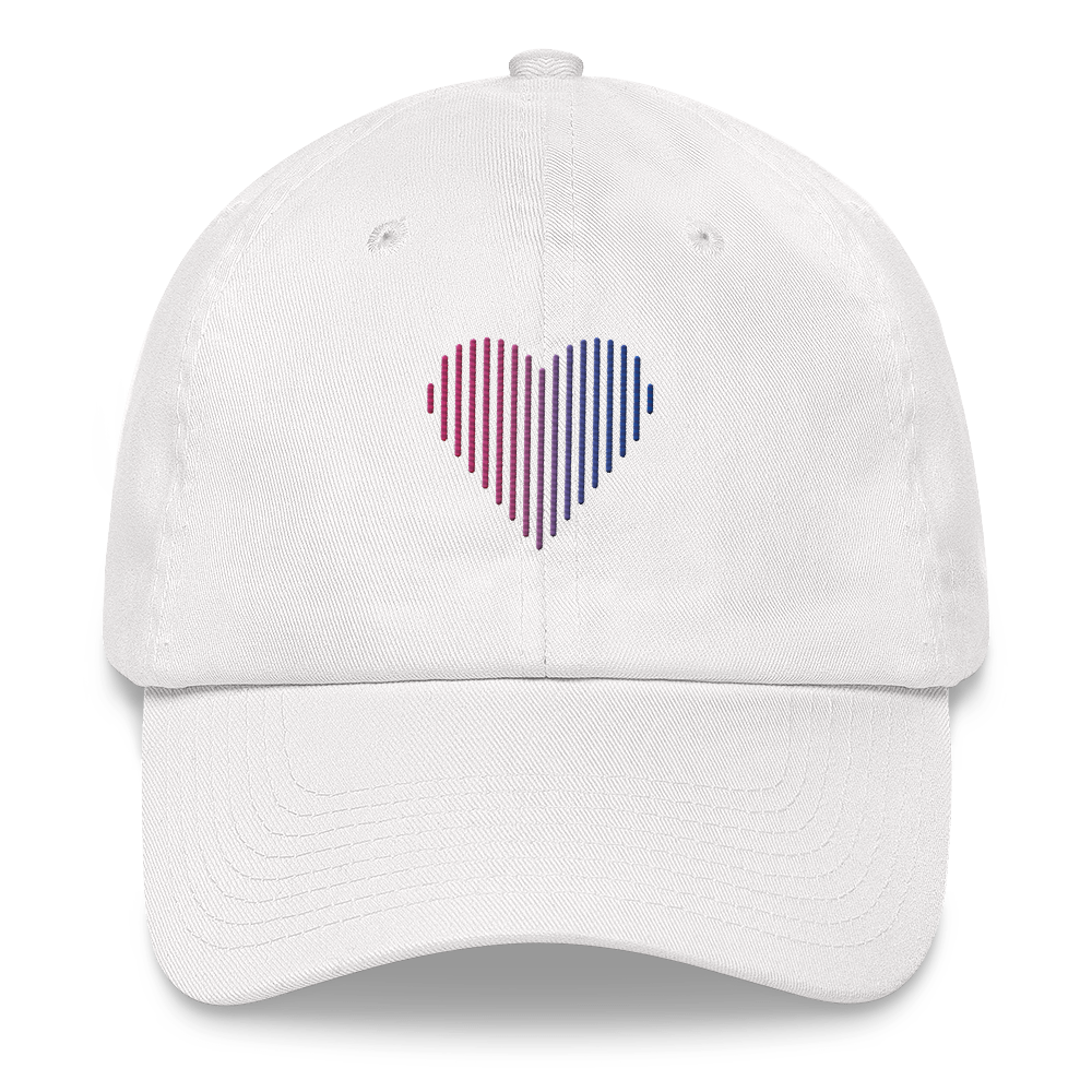 Bisexual Heart Lines Hat: Embroidered Pride Gradient Cap