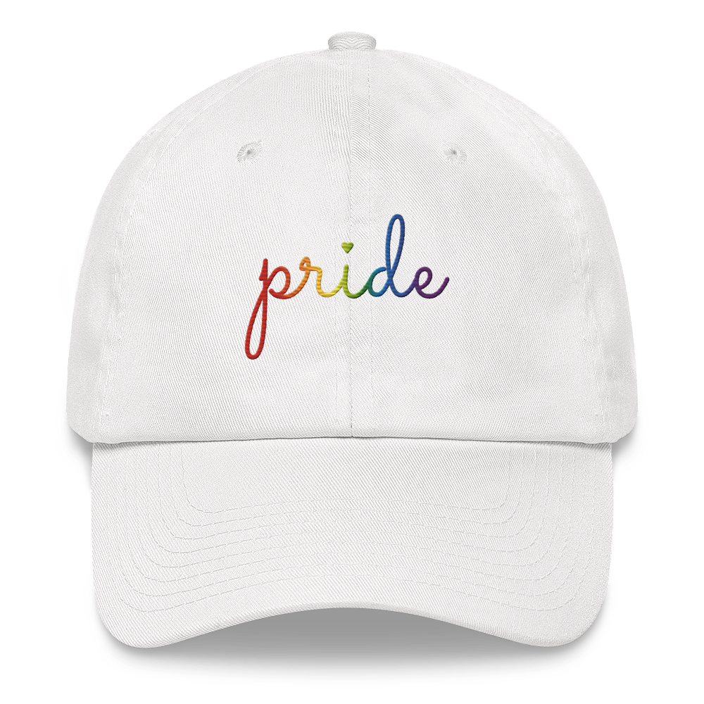 Pride Hat: Cursive 'Pride' in Gradient Colors