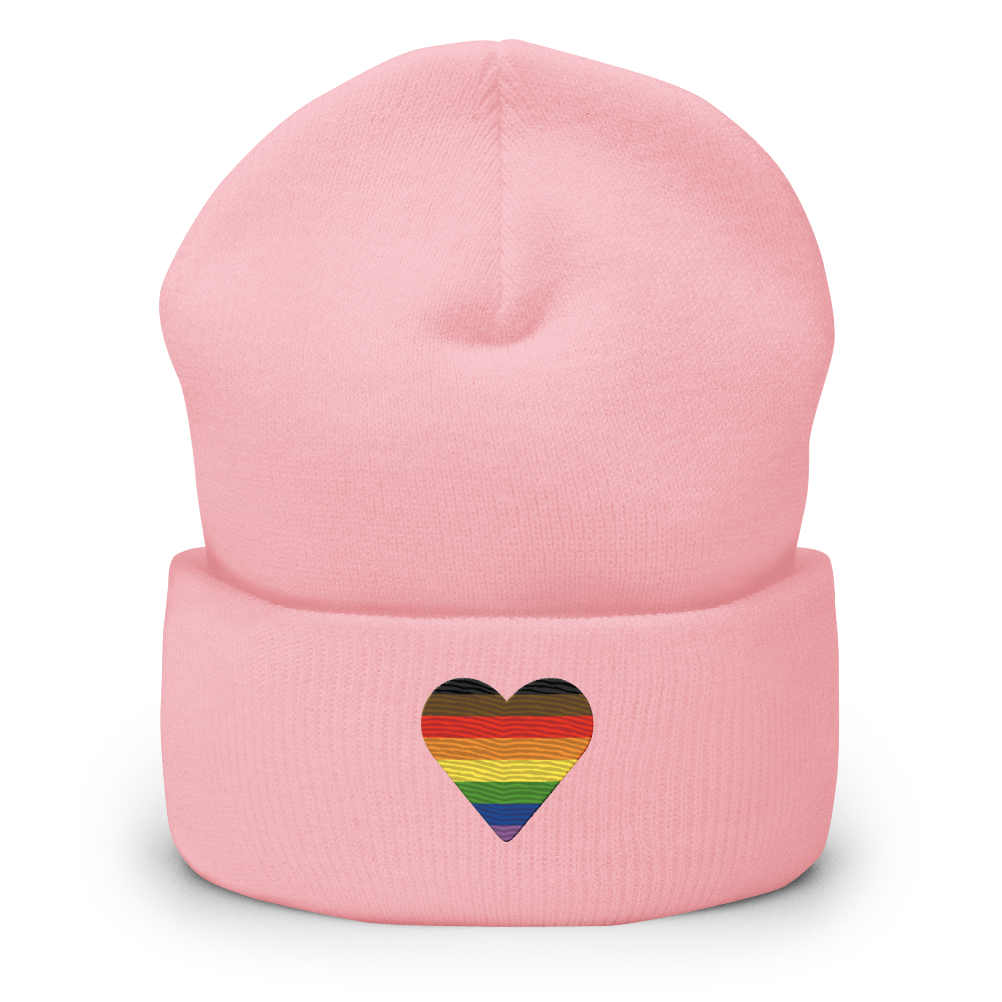 Philly Pride Flag Embroidered Heart Beanie: Celebratory LGBTQ+ Pride Design