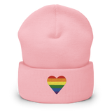 Pride Flag Embroidered Heart Beanie: Celebratory LGBTQ+ Pride Design