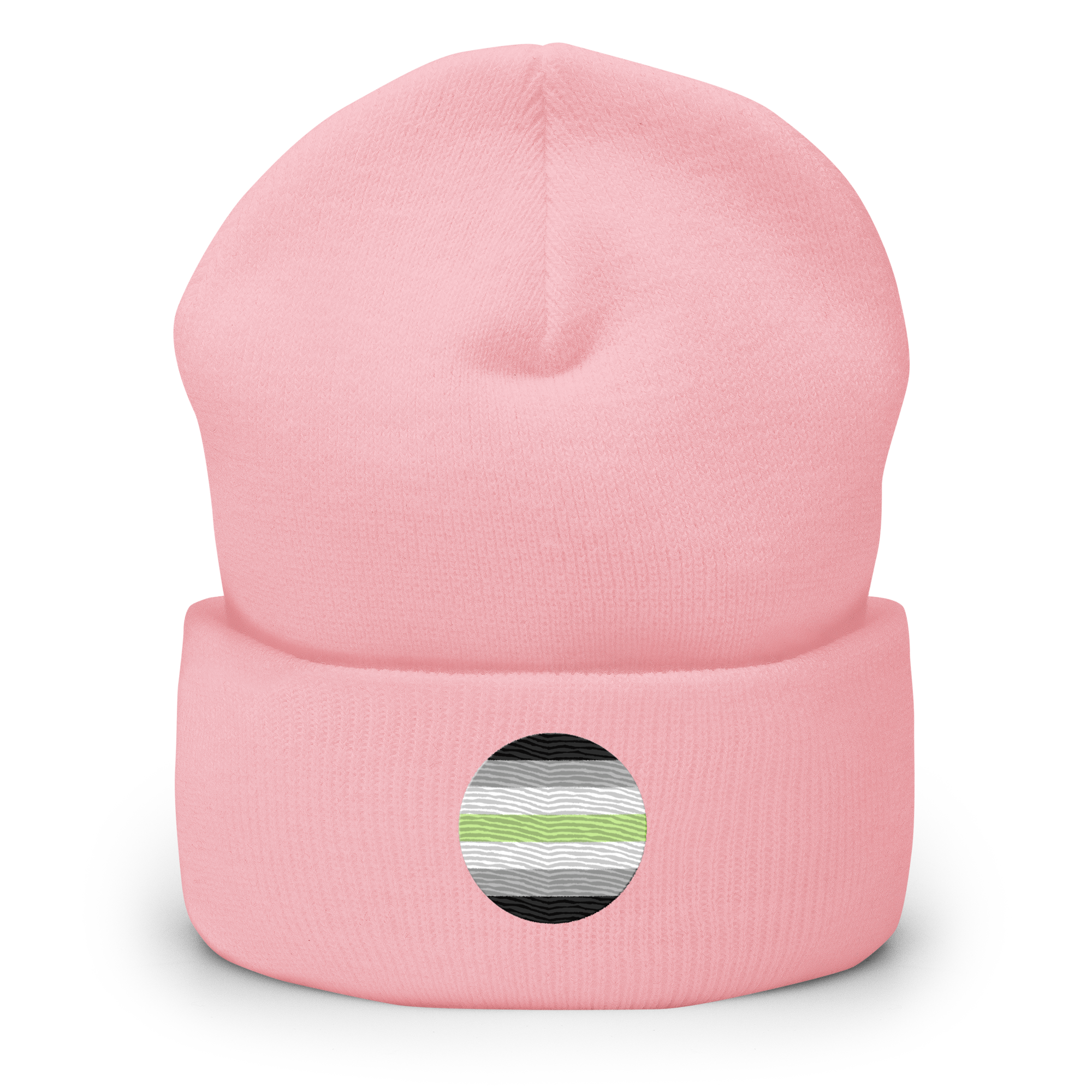 Agender Flag Embroidered Circle Beanie: Celebratory LGBTQ+ Pride Design