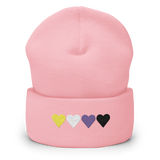 Embroidered Nonbinary Beanie: Pride Flag Horizontal Heart Design