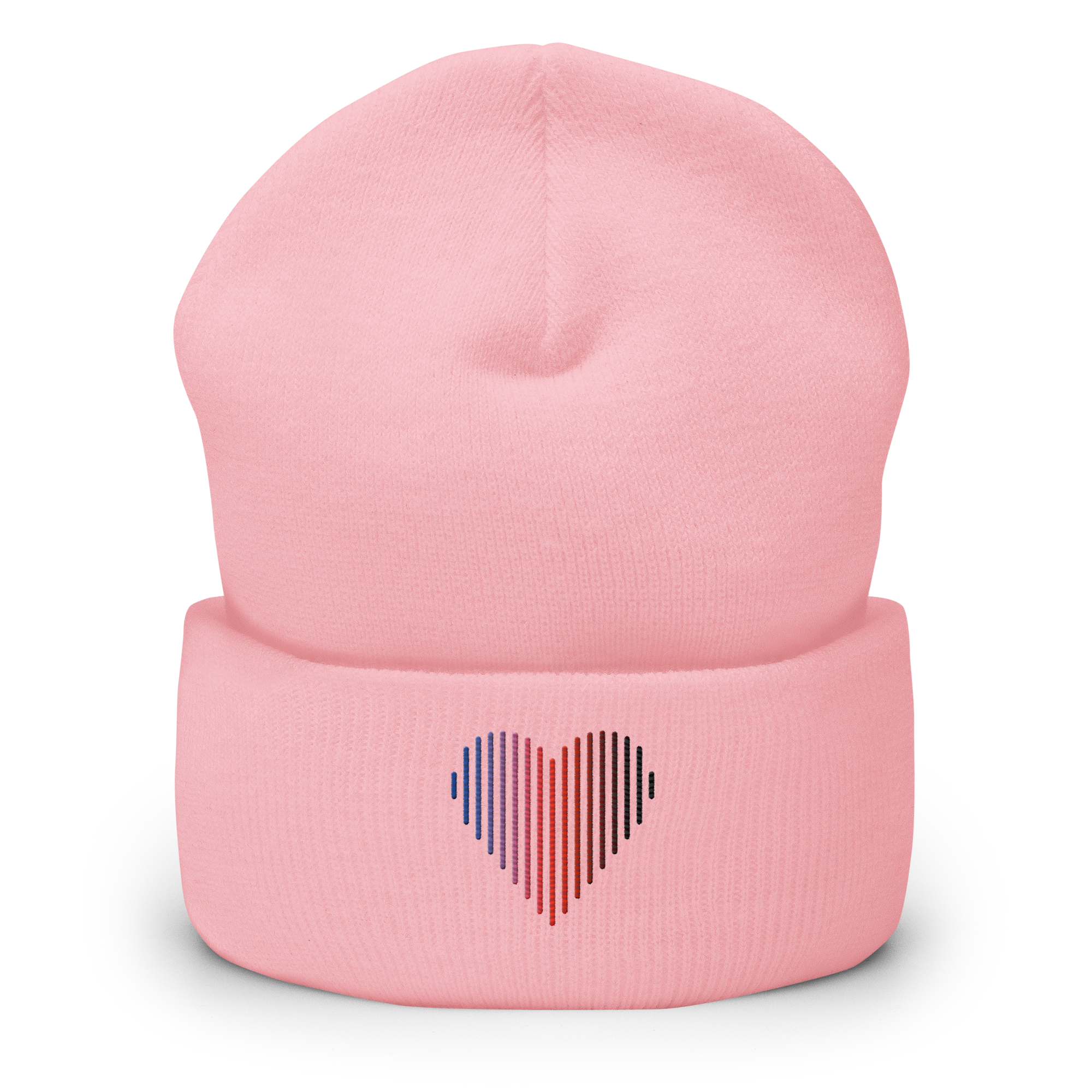 Polyamory Heart Lines Beanie: Embroidered Pride Gradient Hat