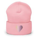 Nonbinary Heart Lines Beanie: Embroidered Pride Gradient Hat