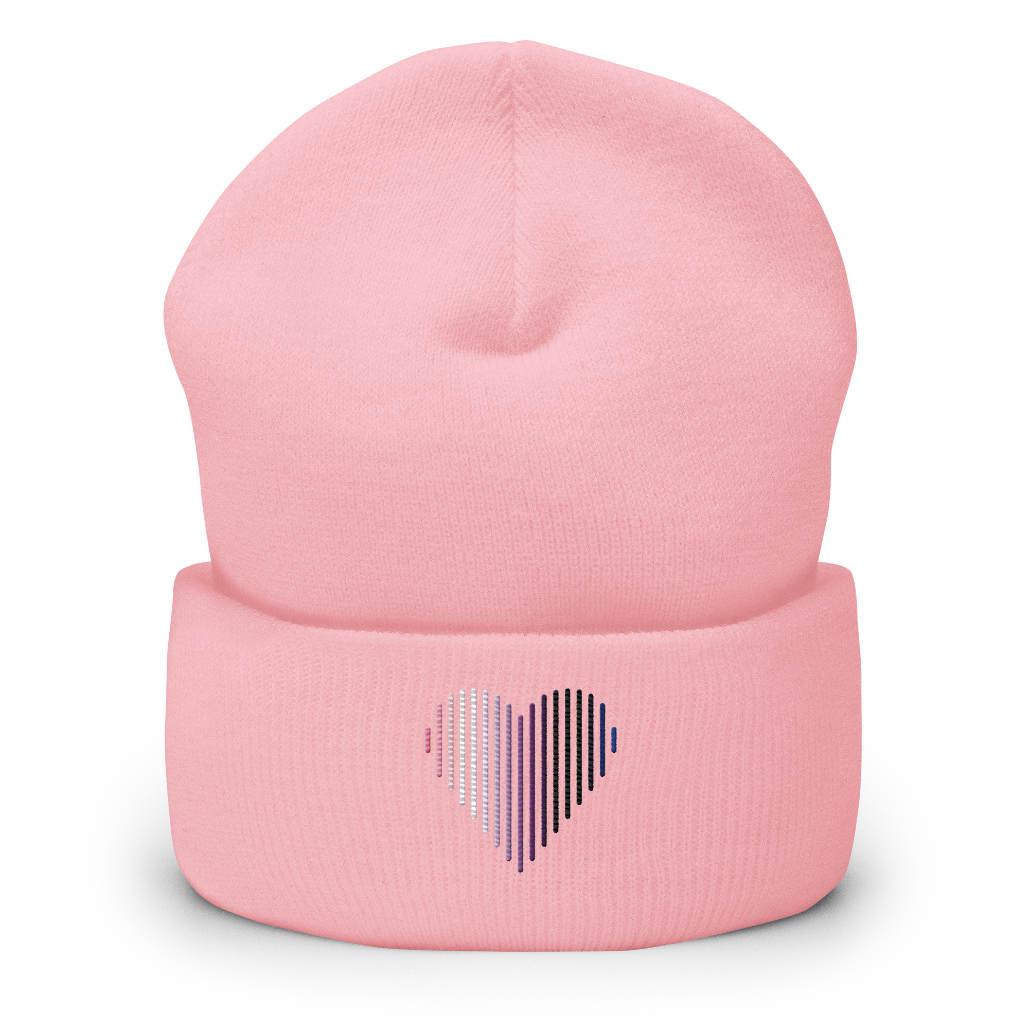 Genderfluid Heart Lines Beanie: Embroidered Pride Gradient Hat