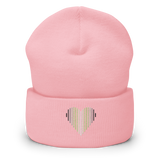 Agender Heart Lines Beanie: Embroidered Pride Gradient Hat