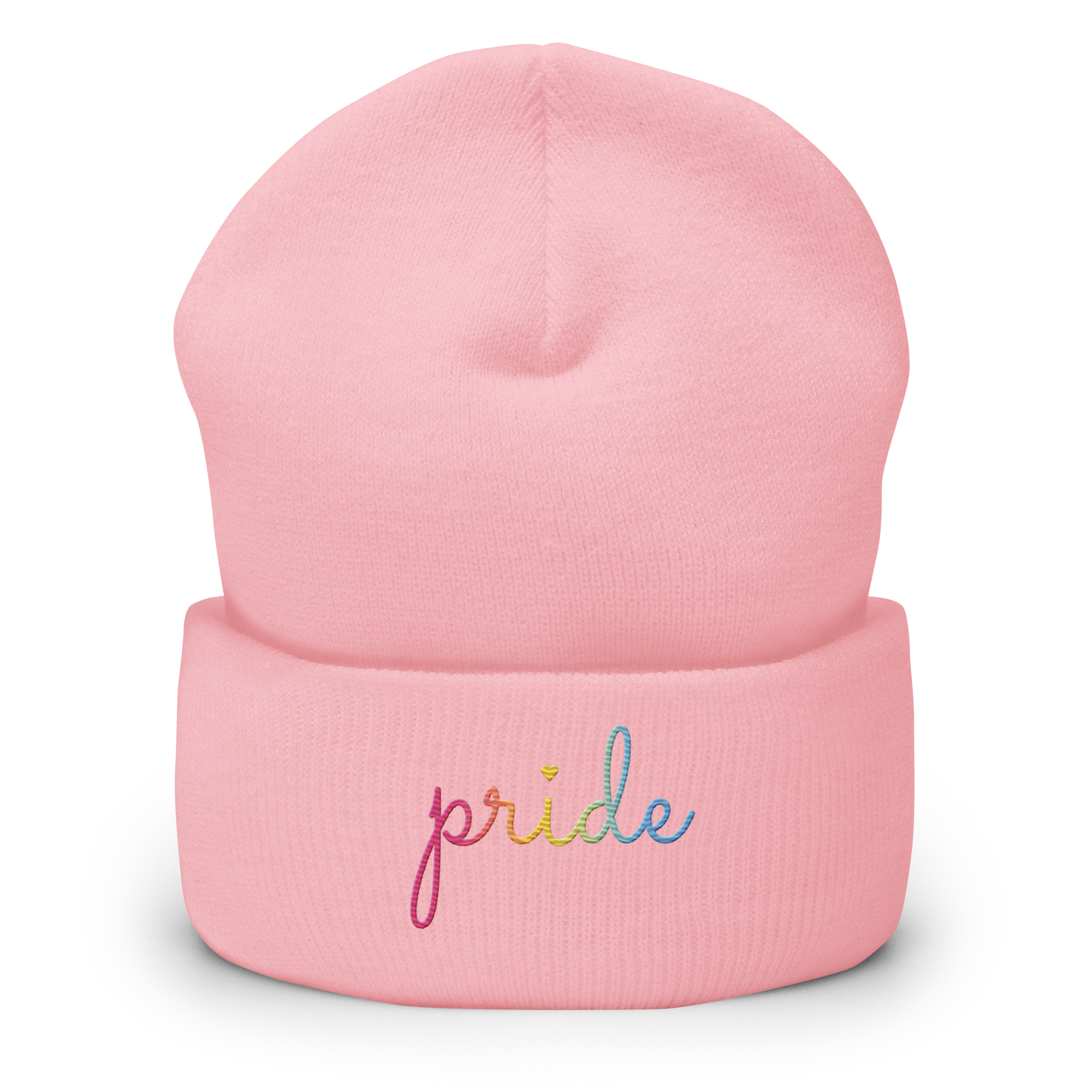 Pansexual Pride Beanie: Cursive 'Pride' in Gradient Colors