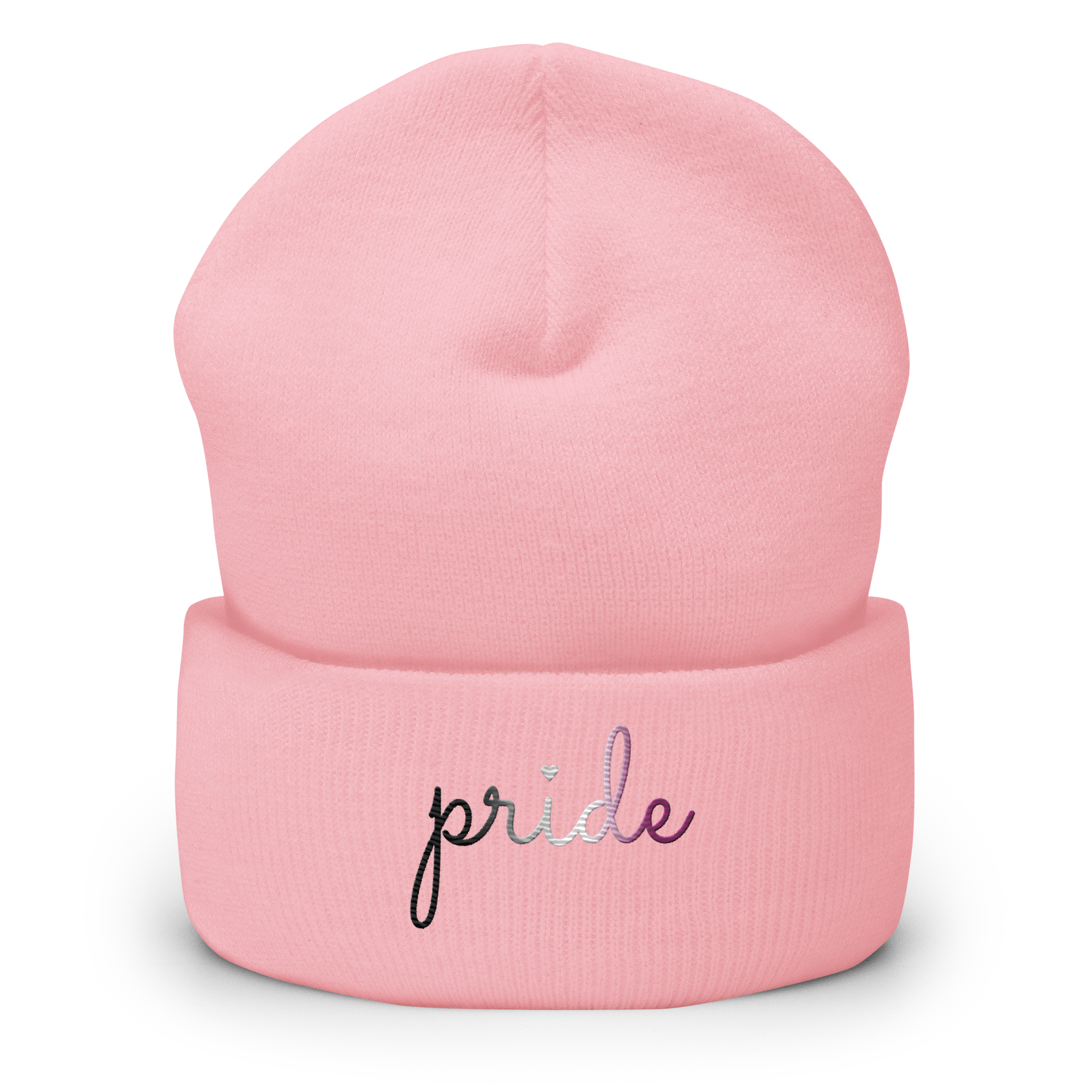 Asexual Pride Beanie: Cursive 'Pride' in Gradient Colors