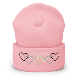 Agender Pride Beanie: Interlaced Heart Outlines Embroidered Hat