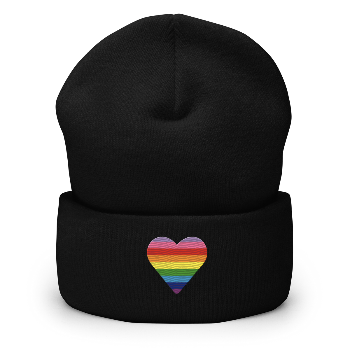 Gilbert Baker Pride Flag Embroidered Heart Beanie: Celebratory LGBTQ+ Pride Design