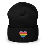 Gilbert Baker Pride Flag Embroidered Heart Beanie: Celebratory LGBTQ+ Pride Design