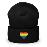 Pride Flag Embroidered Heart Beanie: Celebratory LGBTQ+ Pride Design