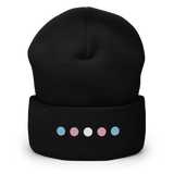 Embroidered Transgender Beanie: Pride Flag Horizontal Circle Design