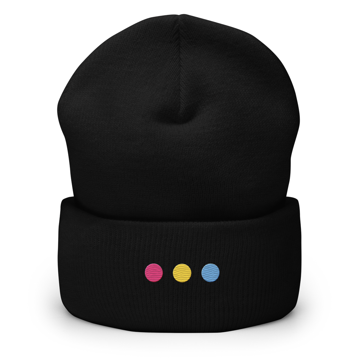 Embroidered Pansexual Beanie: Pride Flag Horizontal Circle Design