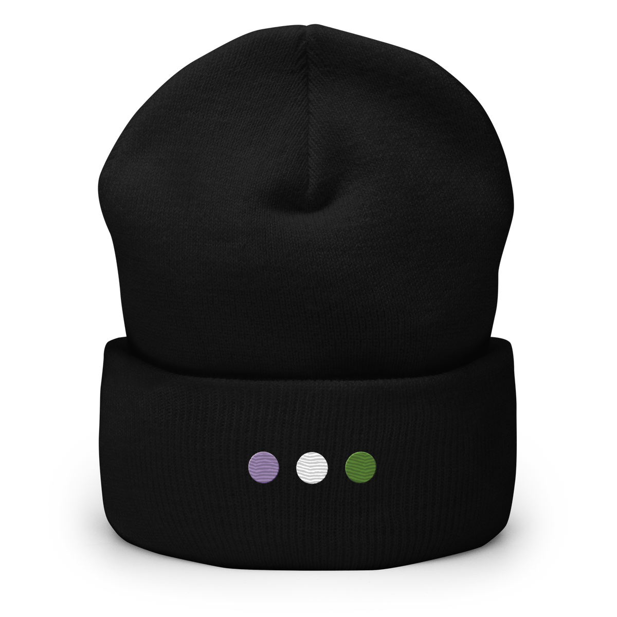 Embroidered Genderqueer Beanie: Pride Flag Horizontal Circle Design