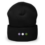 Embroidered Genderqueer Beanie: Pride Flag Horizontal Circle Design