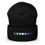 Embroidered Gay Pride Beanie: Pride Flag Horizontal Heart Design