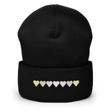 Embroidered Pangender Beanie: Pride Flag Horizontal Heart Design