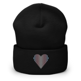 Transgender Heart Lines Beanie: Embroidered Pride Gradient Hat