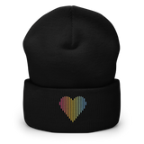 Pansexual Heart Lines Beanie: Embroidered Pride Gradient Hat