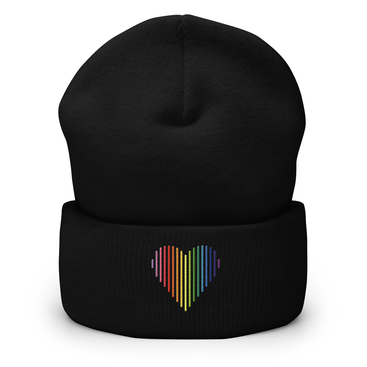 Gilbert Baker Pride Heart Lines Beanie: Embroidered Pride Gradient Hat