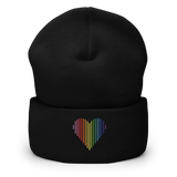 Gilbert Baker Pride Heart Lines Beanie: Embroidered Pride Gradient Hat