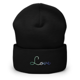 Gay Pride Love Script Beanie: Ellegantly Embroidered Pride Hat